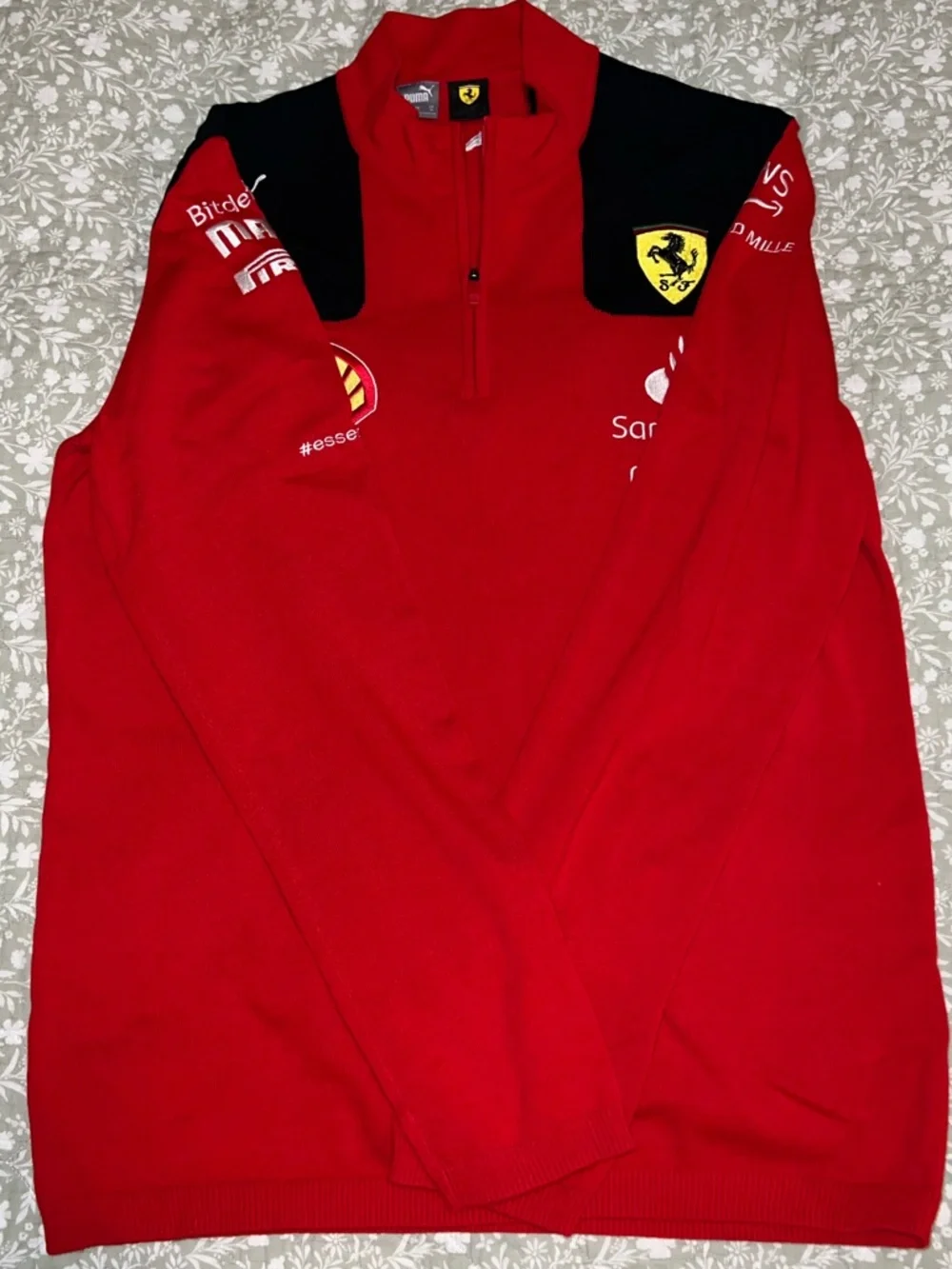 F1/Formula One Scuderia Ferrari Red Quarter Zip Team Sweater - Picture 1 of 5